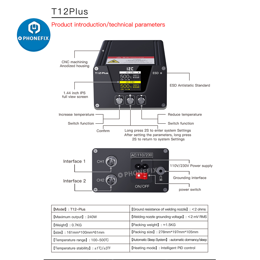 Stasiun Solder i2C T12 PLUS Ga - Electronics Repair Plus ulasan dan harga